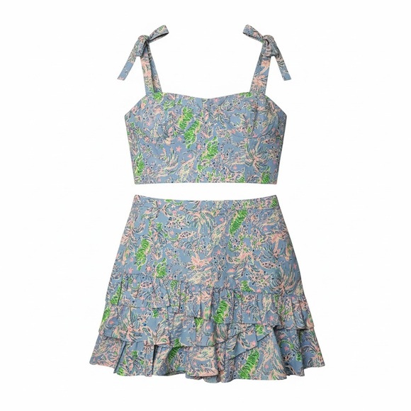 Lilly Pulitzer Rosalie Skirt Set in the "Blue Peri The Turtle Package” NWT - Picture 2 of 16